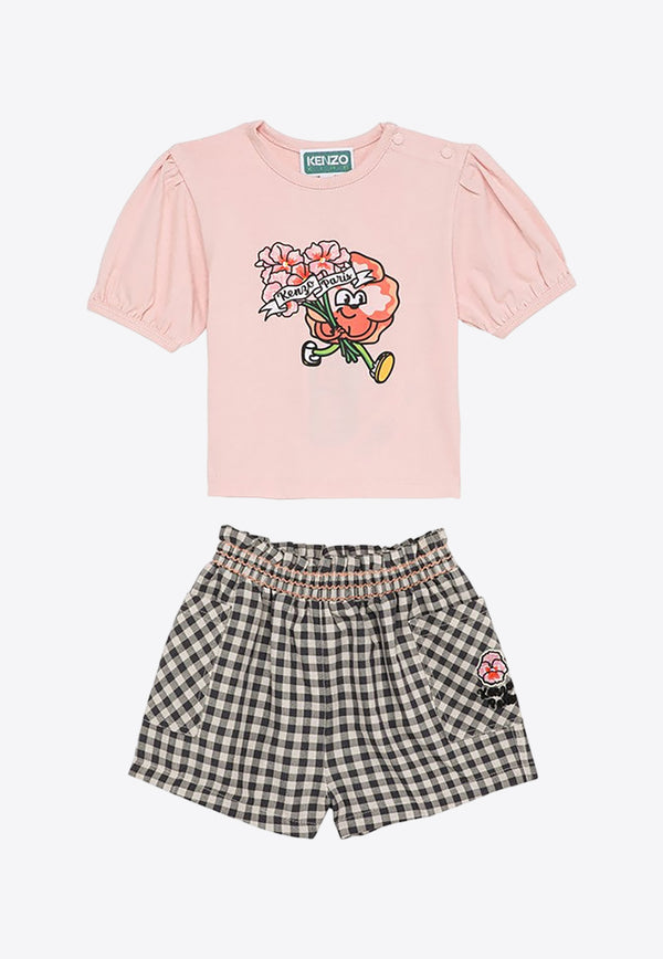 Kenzo Kids Baby Girls Logo Print T-shirt and Shorts Set Multicolor K60103-ACO/O_KENZO-N20