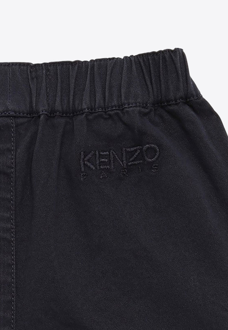 Kenzo Kids Babies Logo Embroidered Shorts Blue K60168-ACO/O_KENZO-84A