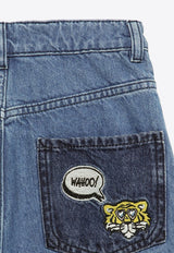 Kenzo Kids Girls Logo Patch Straight-Leg Jeans Blue K60198-ACO/O_KENZO-Z04