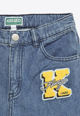 Kenzo Kids Girls Logo Patch Straight-Leg Jeans Blue K60198-ACO/O_KENZO-Z04