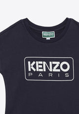 Kenzo Kids Girls Logo Print Flared Dress Blue K60208-ACO/O_KENZO-84A