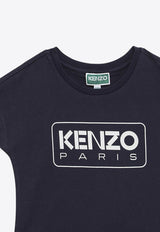 Kenzo Kids Girls Logo Print Flared Dress Blue K60208-BCO/O_KENZO-84A