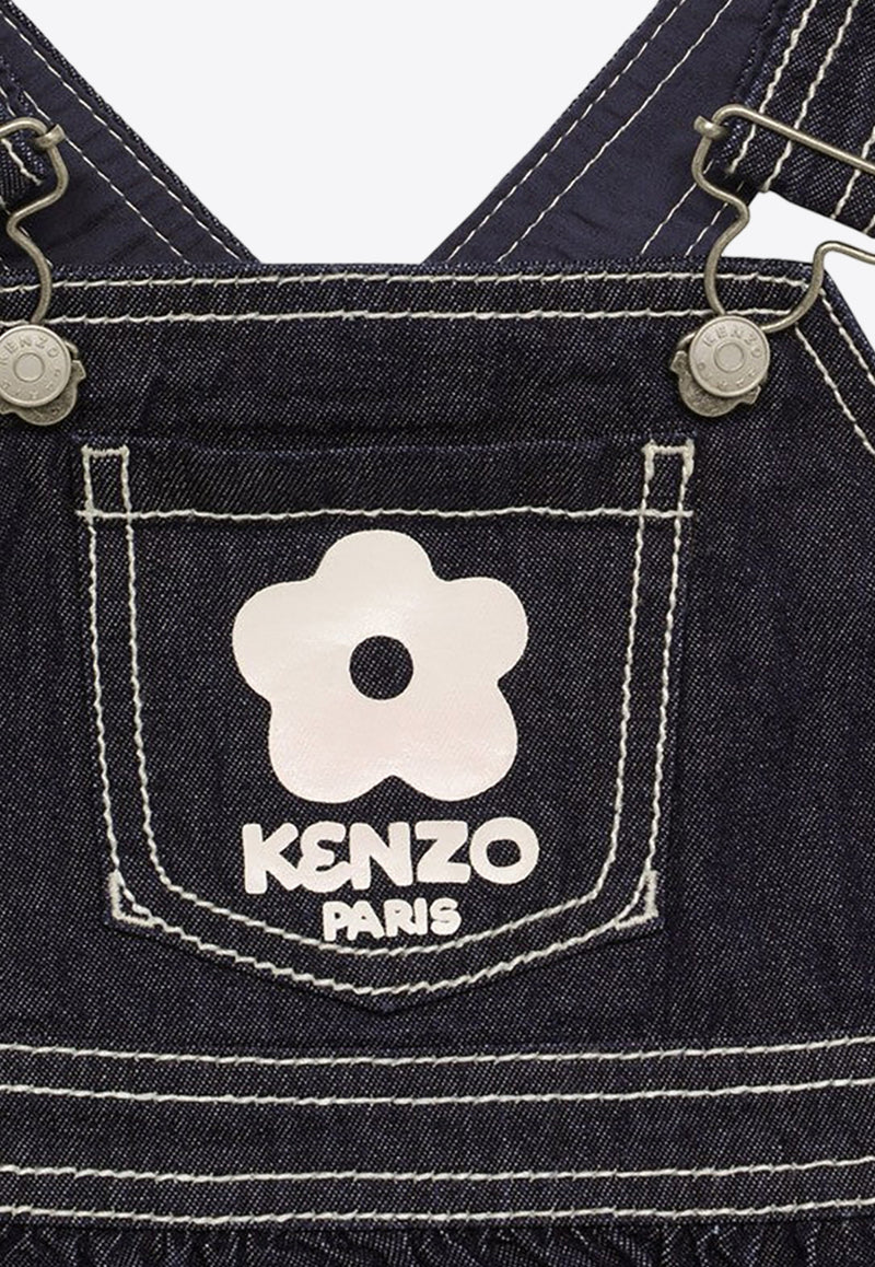 Kenzo Kids Girls Logo Denim Dungarees K60226-BCO/O_KENZO-Z35 Blue
