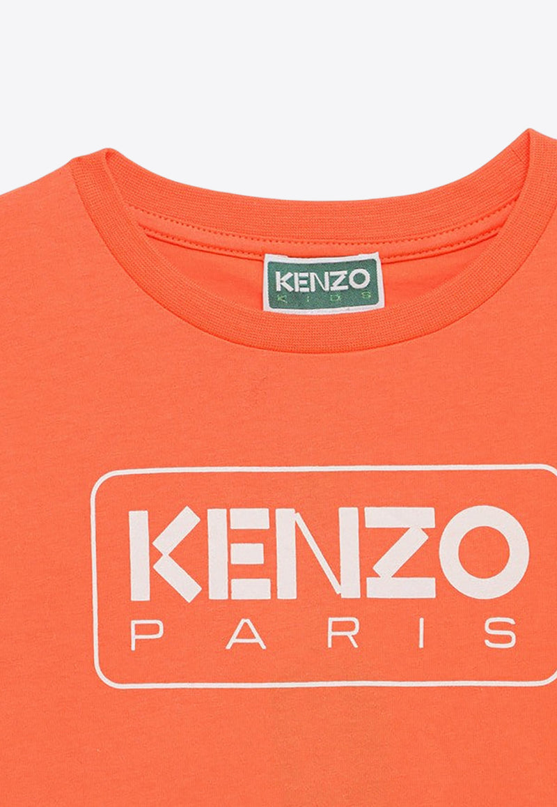 Kenzo Kids Girls Logo Print T-shirt K60251-BCO/O_KENZO-98F Orange
