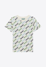 Kenzo Kids Boys All-Over Logo T-shirt K60253-BCO/O_KENZO-12P White