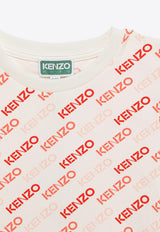 Kenzo Kids Girls All-Over Logo T-shirt K60266-BCO/O_KENZO-12P White