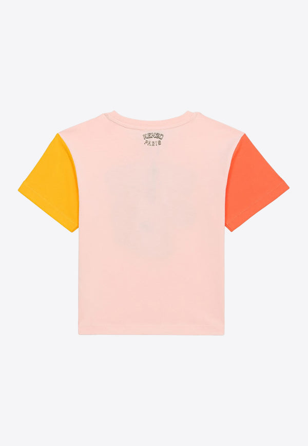 Kenzo Kids Girls Tiger Print Logo T-shirt Pink K60268-ACO/O_KENZO-46T