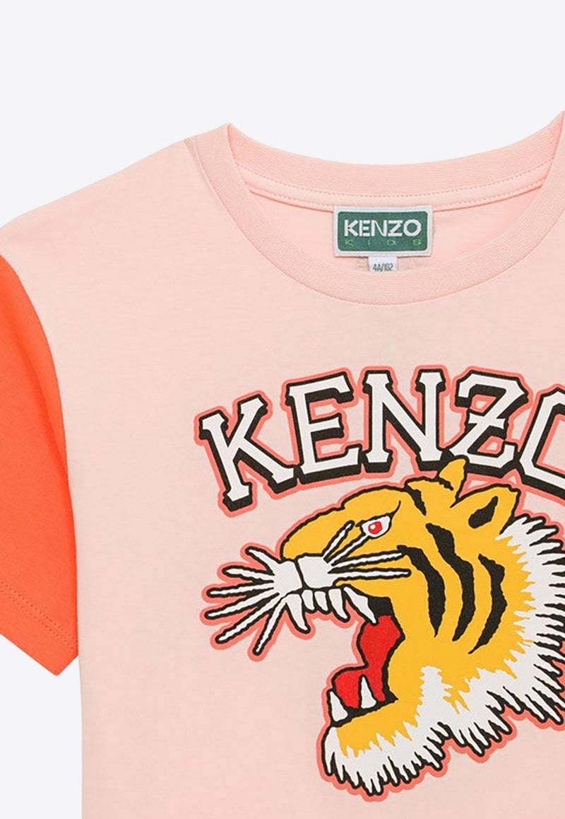 Kenzo Kids Girls Tiger Print Logo T-shirt Pink K60268-BCO/O_KENZO-46T