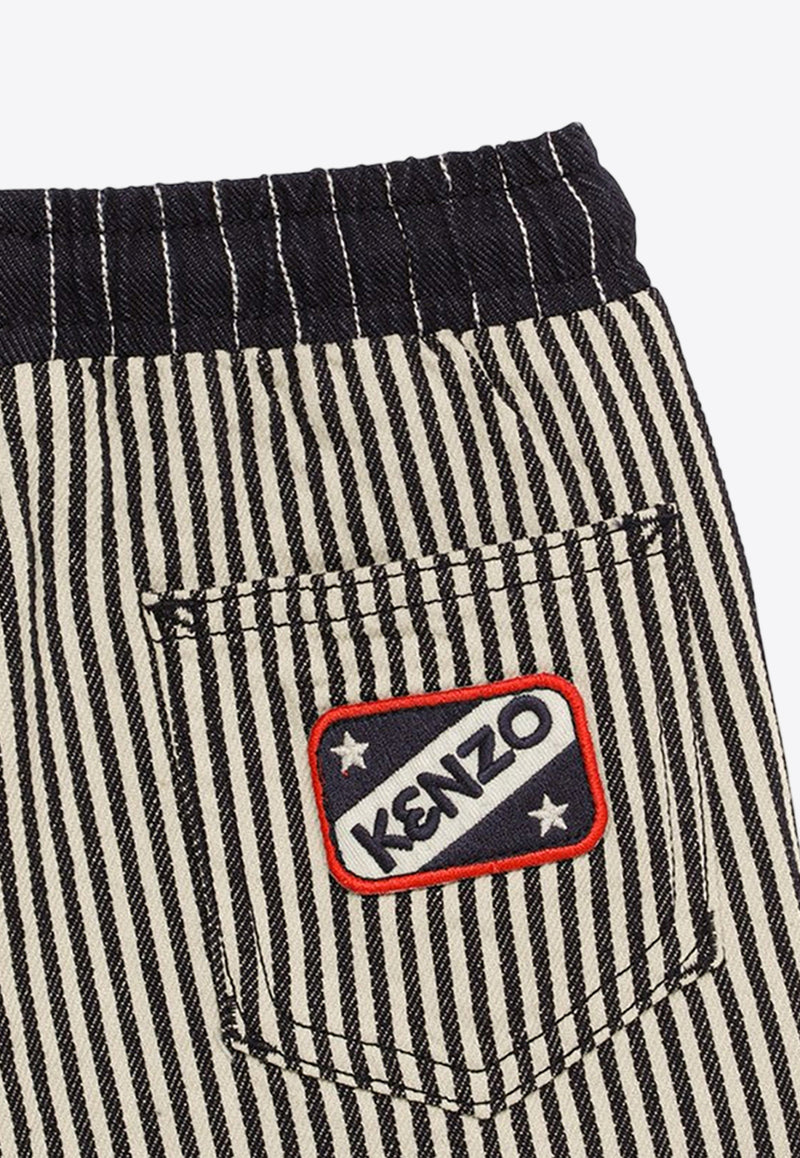 Kenzo Kids Boys Logo Embroidered Striped Shorts Multicolor K60314-CCO/O_KENZO-84A