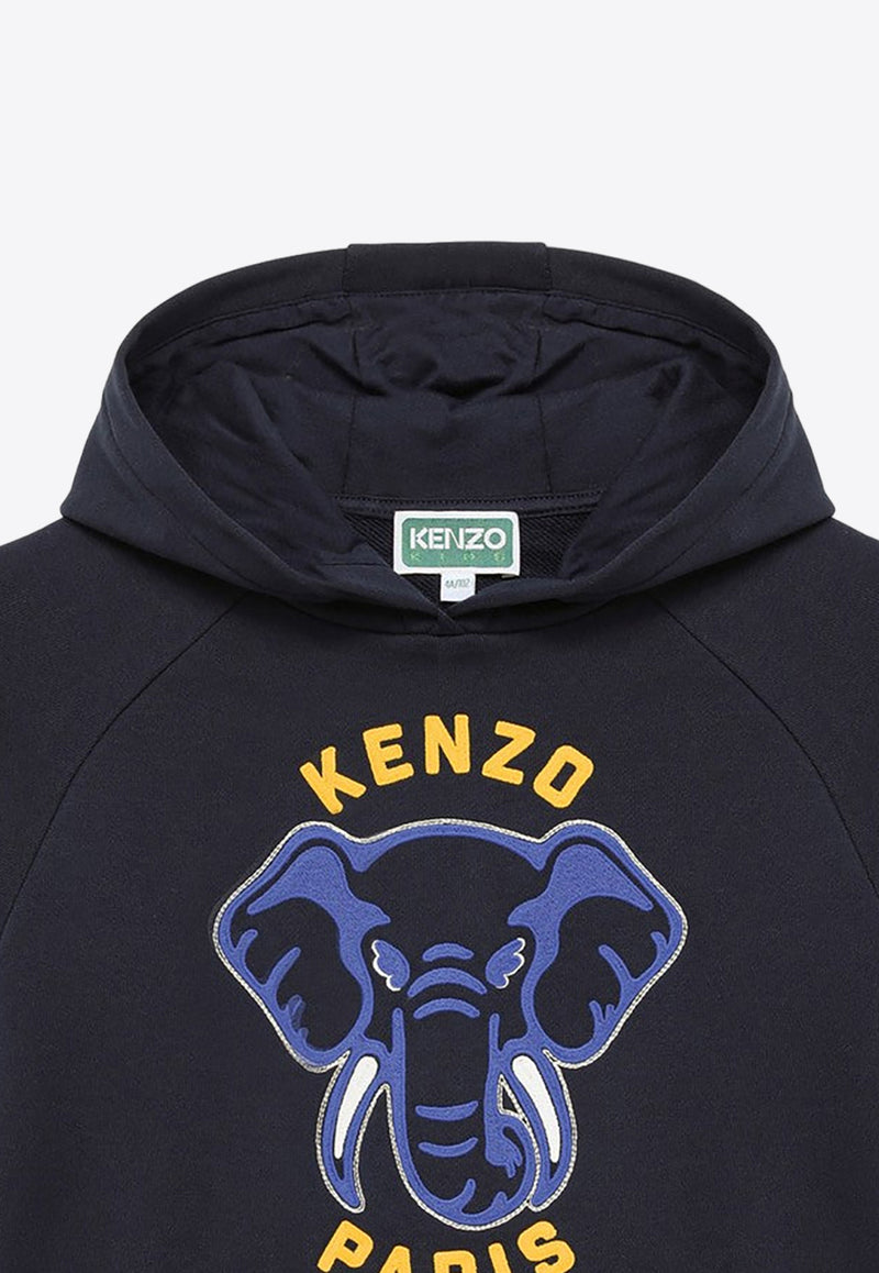 Kenzo Kids Boys Elephant Embroidered Logo Hoodie Blue K60332-ACO/O_KENZO-84A