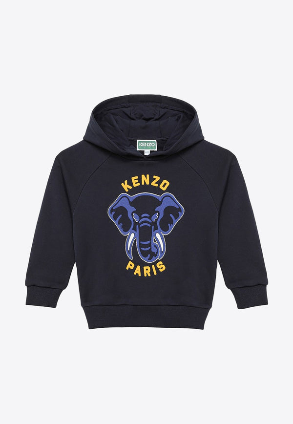 Kenzo Kids Boys Elephant Logo Hooded Sweatshirt Blue K60332-CCO/O_KENZO-84A