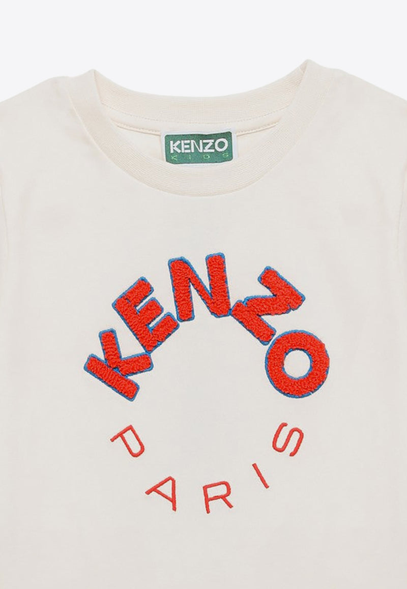 Kenzo Kids Girls Logo Embroidery T-shirt K60341-ACO/O_KENZO-121 White