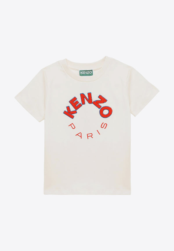Kenzo Kids Girls Logo Embroidery T-shirt K60341-BCO/O_KENZO-121 White