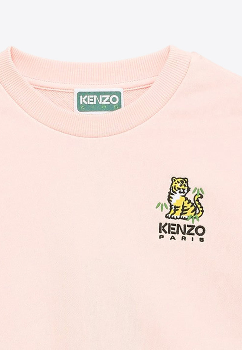 Kenzo Kids Girls Logo Embroidered Crewneck Sweatshirt Pink K60344-BCO/O_KENZO-46T