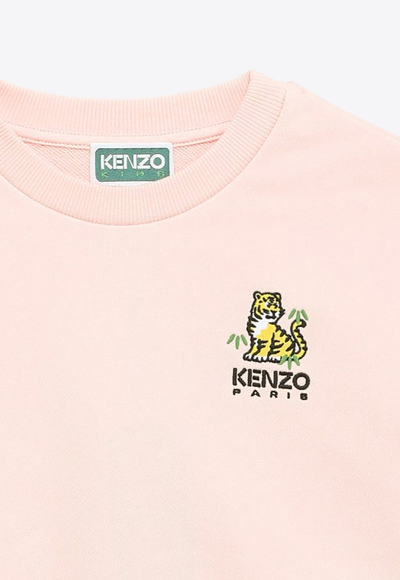 Kenzo Kids Girls Embroidered Logo Crewneck Sweatshirt Pink K60344-CCO/O_KENZO-46T