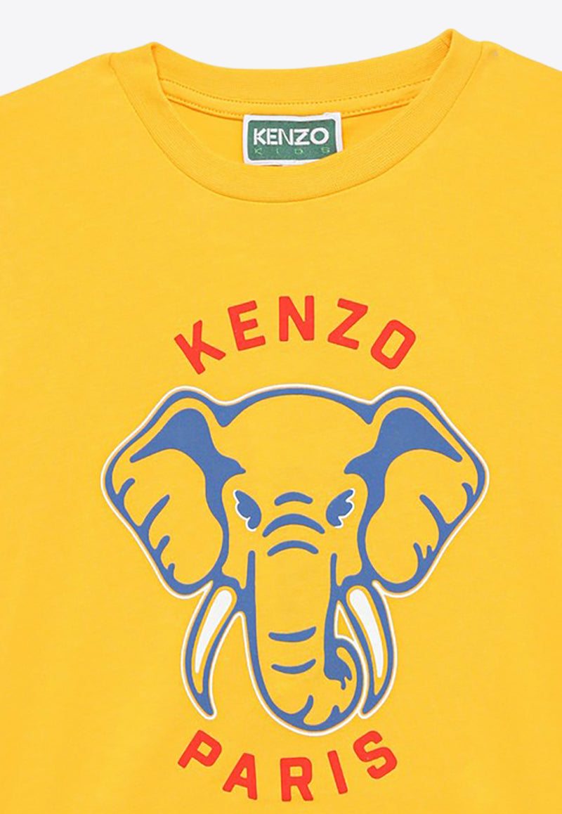 Kenzo Kids Boys Elephant Embroidered Logo Hoodie Yellow K60357-BCO/O_KENZO-536