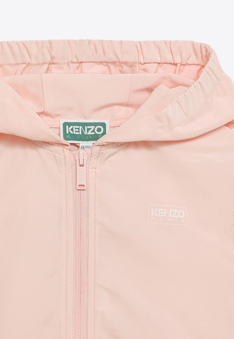 Kenzo Kids Girls Logo Print Zip-Up Hoodie Pink K60361BA-APL/O_KENZO-46T
