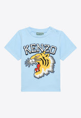 Kenzo Kids Babies Tiger Print Logo T-shirt Blue K60381-ACO/O_KENZO-79H