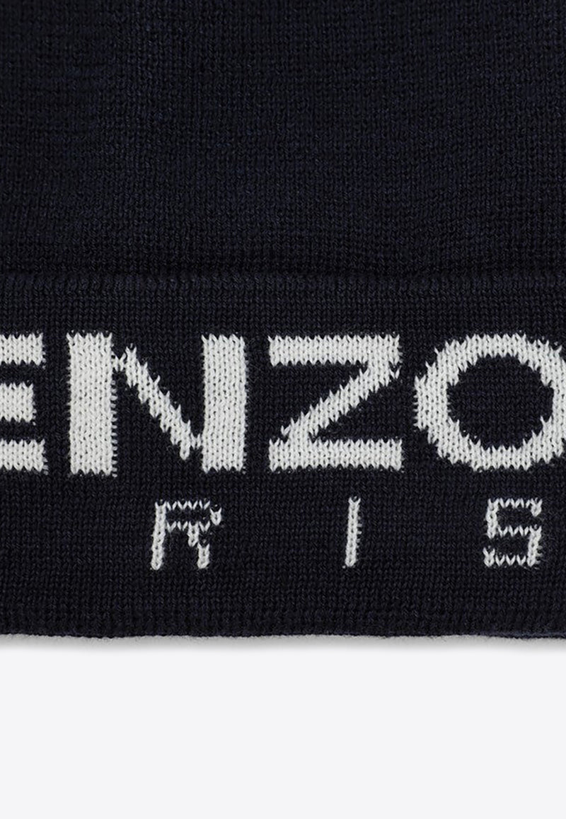 Kenzo Kids Boys Embroidered Logo Wool-Blend Beanie Navy K60604-APL/P_KENZO-84A