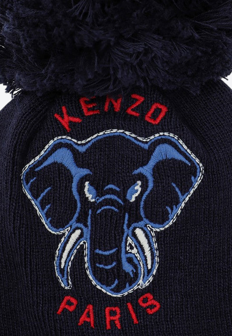 Kenzo Kids Boys Embroidered Pom Pom Beanie Navy K60608-BCO/P_KENZO-84A