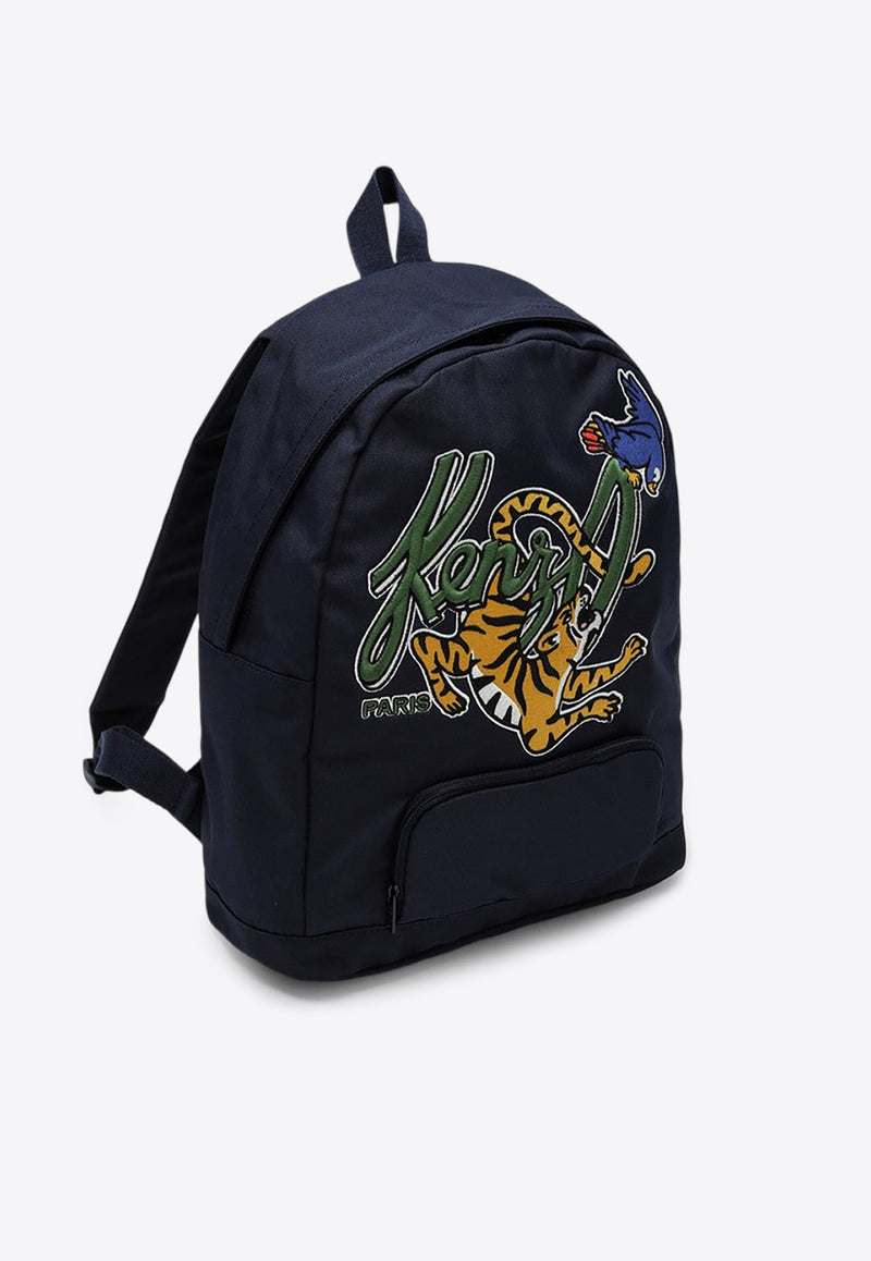 Kenzo Kids Boys Embroidered Nylon Backpack Blue K60618PL/P_KENZO-84A