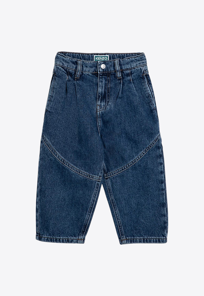 Kenzo Kids Girls Logo Patch Jungle Jeans Blue K60658-ADE/P_KENZO-Z25