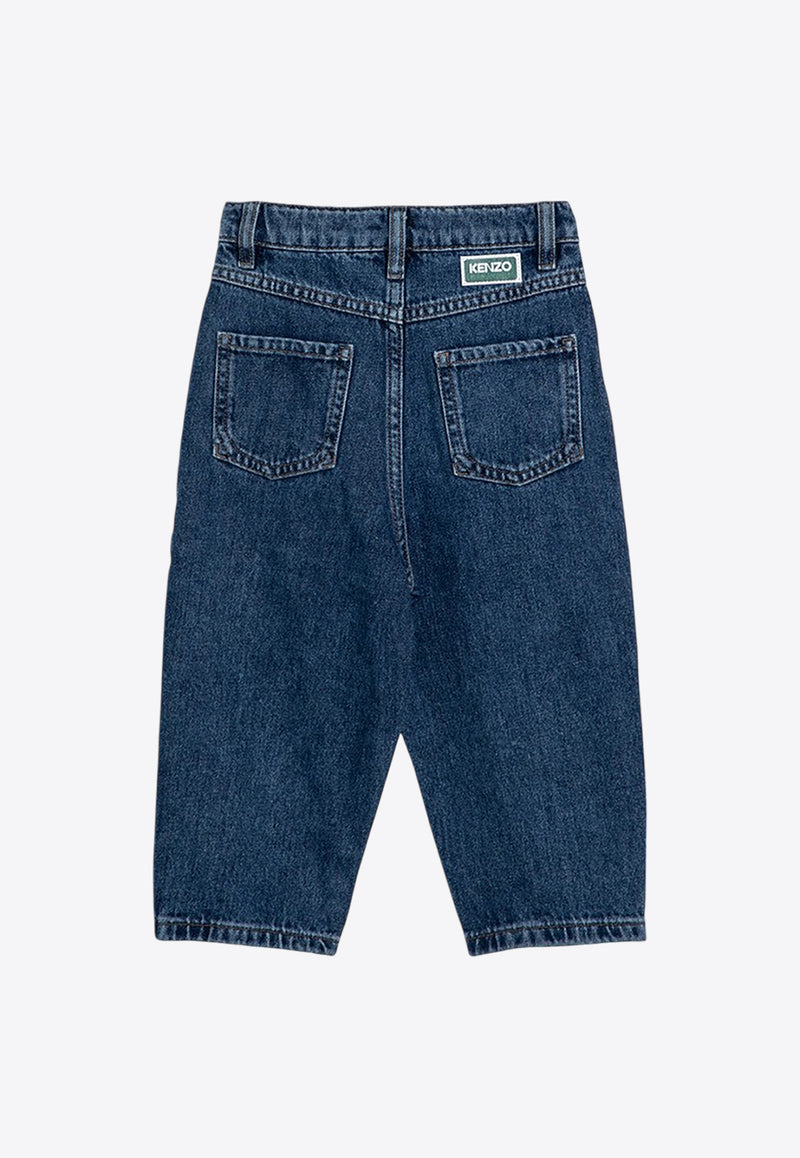 Kenzo Kids Girls Logo Patch Jungle Jeans Blue K60658-BDE/P_KENZO-Z25