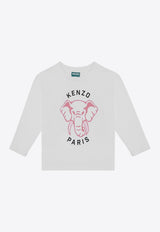 Kenzo Kids Girls Elephant Logo Long-Sleeved T-shirt White K60706-BCO/P_KENZO-10P