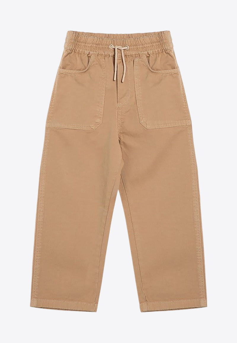 Kenzo Kids Boys Drawstring Logo Pants Beige K60731-ACO/P_KENZO-21D