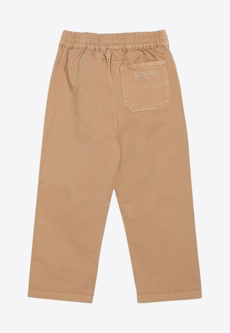 Kenzo Kids Boys Embroidered-Logo Drawstring Pants Beige K60731-BCO/P_KENZO-21D