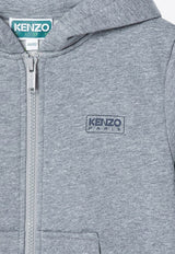 Kenzo Kids Boys Logo Print Zip-Up Hoodie Gray K60810-BCO/P_KENZO-A29