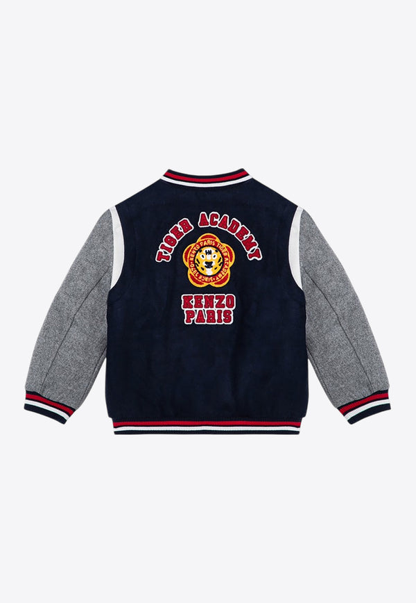 Kenzo Kids Boys Embroidered Bomber Jacket Blue K60824-CWO/P_KENZO-84A