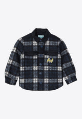 Kenzo Kids Boys Plaid Check Long-Sleeved Shirt Blue K60828-AVI/P_KENZO-84A