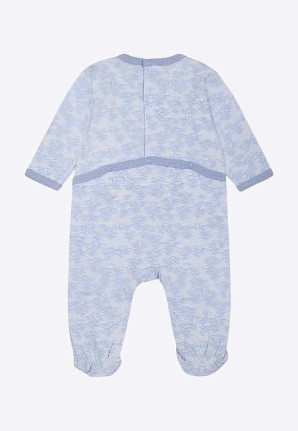 Kenzo Kids Baby Boys Tiger Print Onesies Light Blue K60862/771_LIGHT BLUE