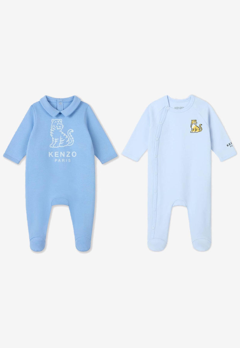 Kenzo Kids Baby Boys Tiger Print Onesies Set - Set of 2 Light Blue K60869/771_LIGHT BLUE