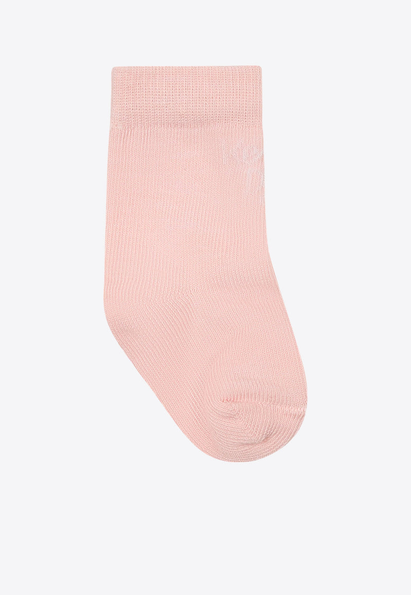 Kenzo Kids Girls Logo Intarsia Ribbed Socks - Set of 2 Blush K60874/47R_BLUSH