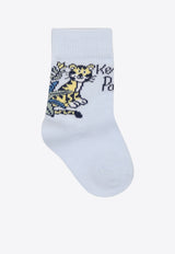Kenzo Kids Boys Intarsia Knit Ribbed Socks - Set of 2 Light Blue K60874/771_LIGHT BLUE