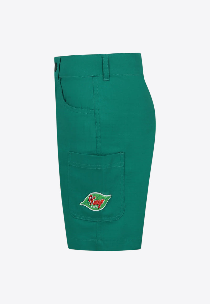Kenzo Kids Boys Leaf Logo Patch Bermuda Shorts Dark Green K60906/674_DARK GREEN