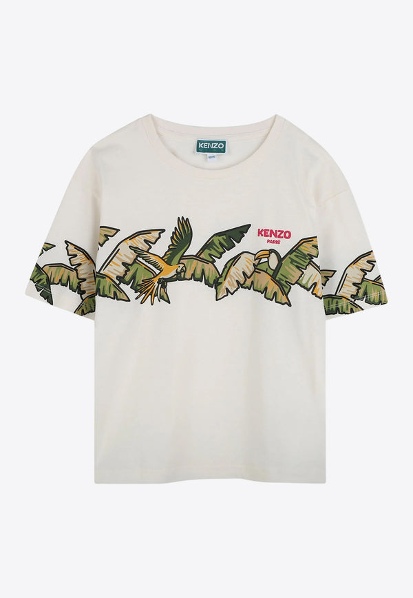 Kenzo Kids Boys Graphic Print T-shirt Off-white K60915/117_OFF-WHITE