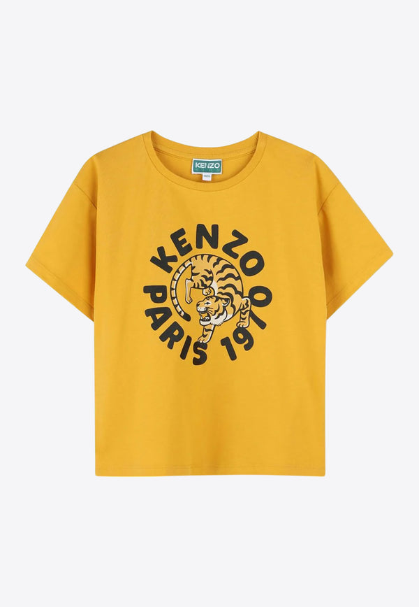Kenzo Kids Boys Tiger Print Logo T-shirt Orange K60916/586_ORANGE