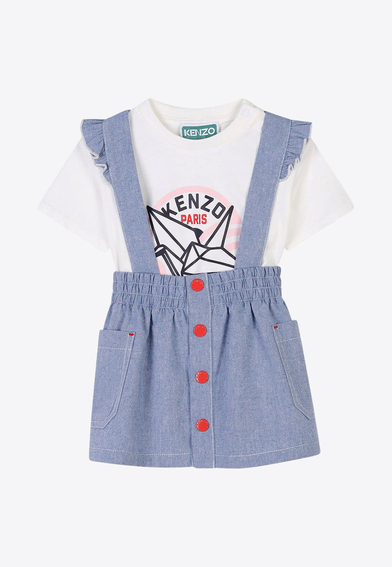 Kenzo Kids Baby Girls Pinafore Skirt and T-shirt Set - Set of 2 Blue K60938/Z77_BLUE