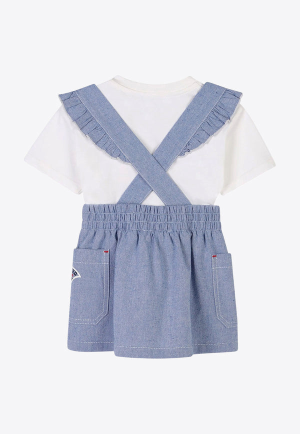 Kenzo Kids Baby Girls Pinafore Skirt and T-shirt Set - Set of 2 Blue K60938/Z77_BLUE