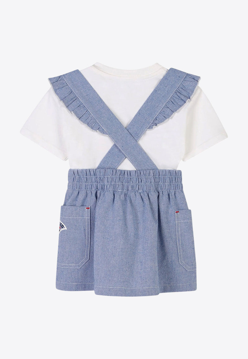 Kenzo Kids Baby Girls Pinafore Skirt and T-shirt Set - Set of 2 Blue K60938/Z77_BLUE