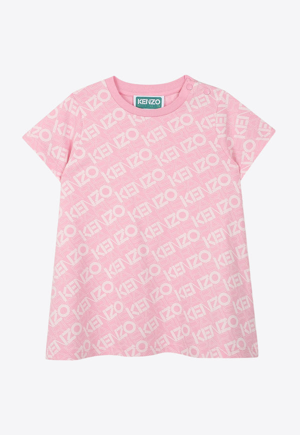Kenzo Kids Baby Girls All-Over Logo Print Dress Pink K60948/465_PINK