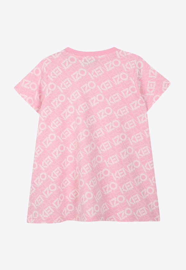 Kenzo Kids Baby Girls All-Over Logo Print Dress Pink K60948/465_PINK