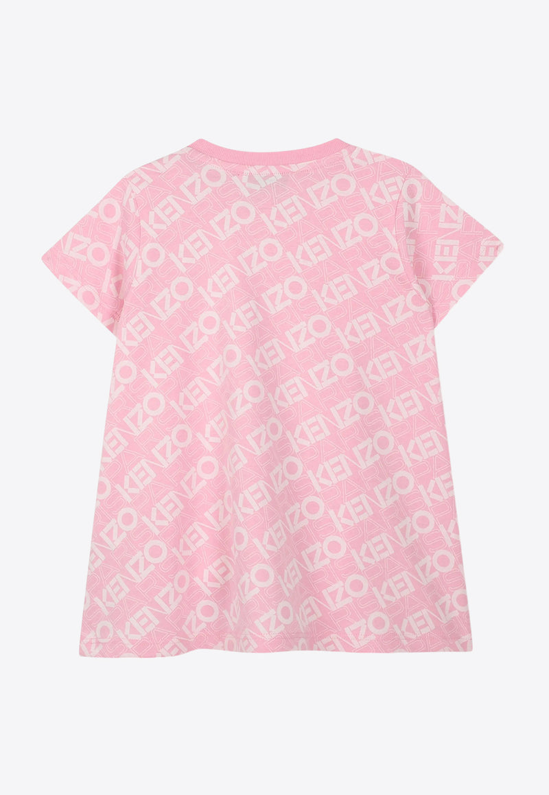 Kenzo Kids Baby Girls All-Over Logo Print Dress Pink K60948/465_PINK