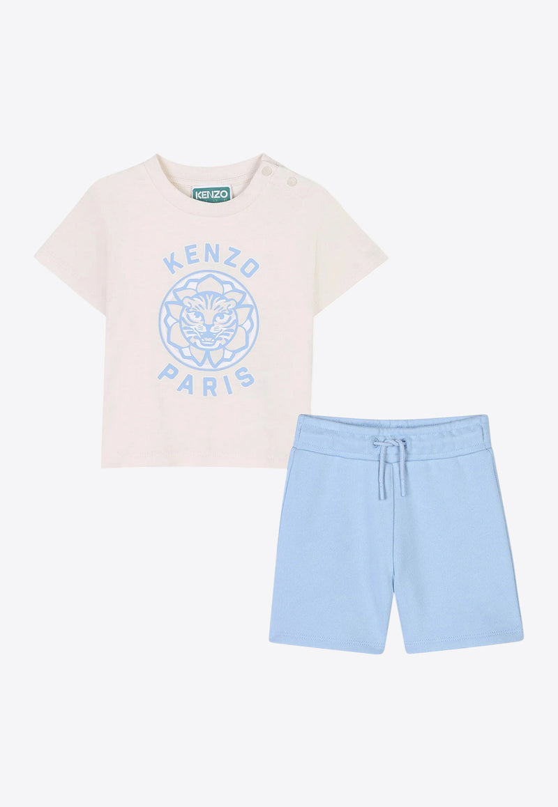 Kenzo Kids Baby Boys Logo Print T-shirt and Shorts Set - Set of 2 Multicolor K60959/789_BLUE MULTI