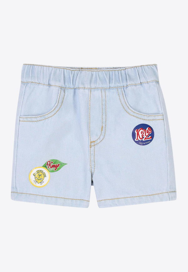 Kenzo Kids Baby Boys Fruit Stickers Print Denim Shorts Denim K60966/Z74_DENIM