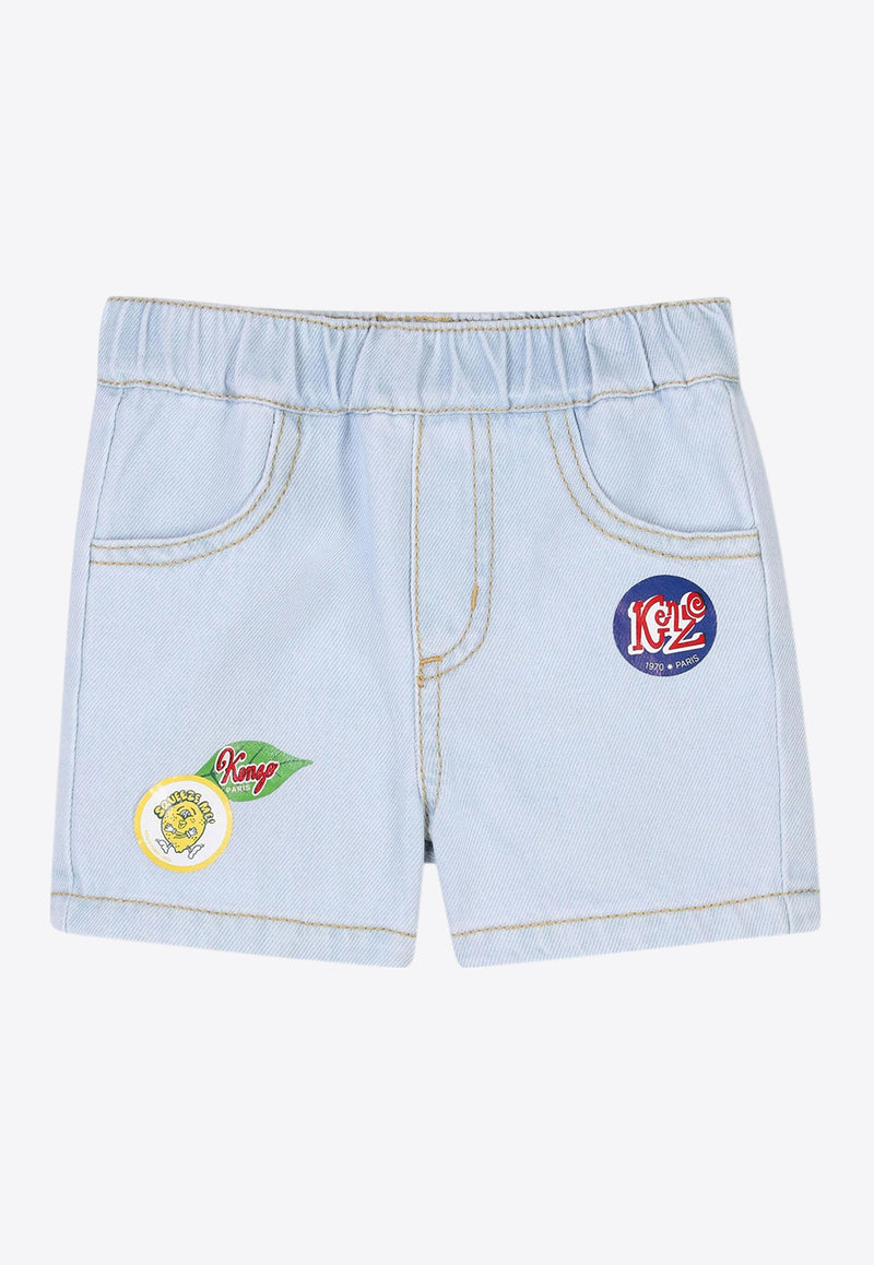 Kenzo Kids Baby Boys Fruit Stickers Print Denim Shorts Denim K60966/Z74_DENIM