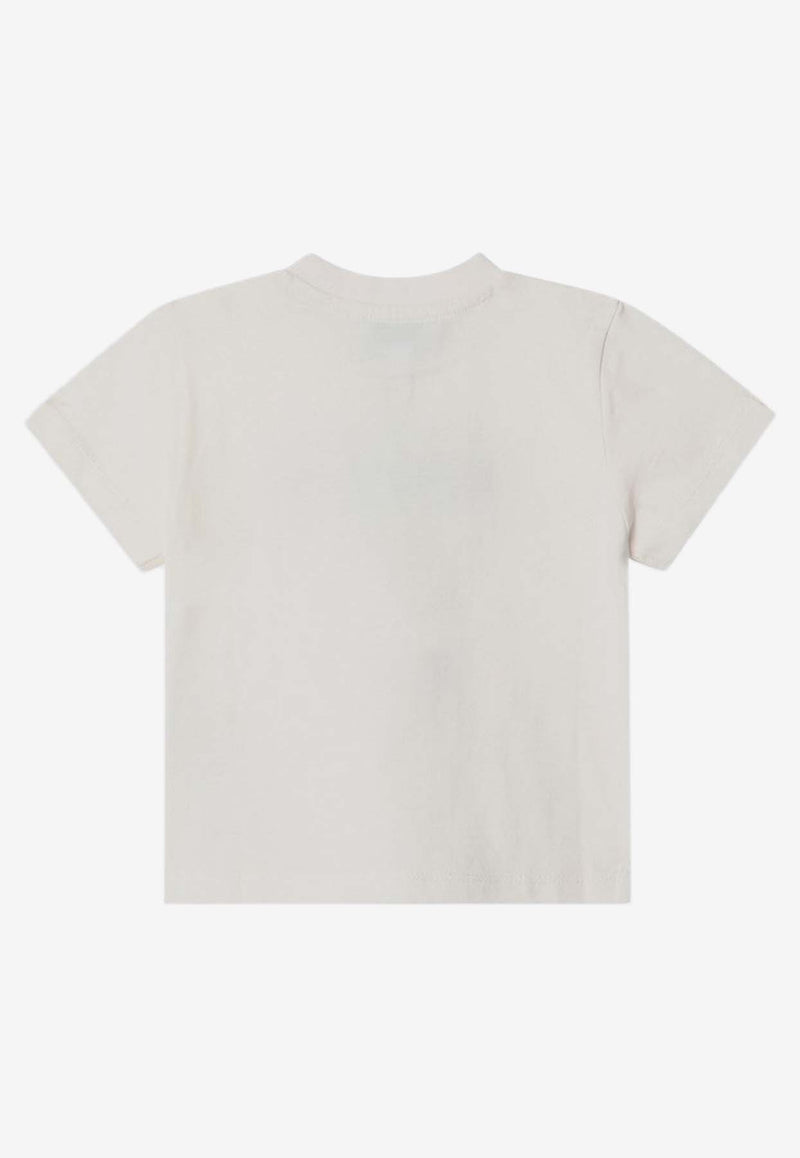 Kenzo Kids Babies Logo Print Crewneck T-shirt White K60972CO/Q_KENZO-N78